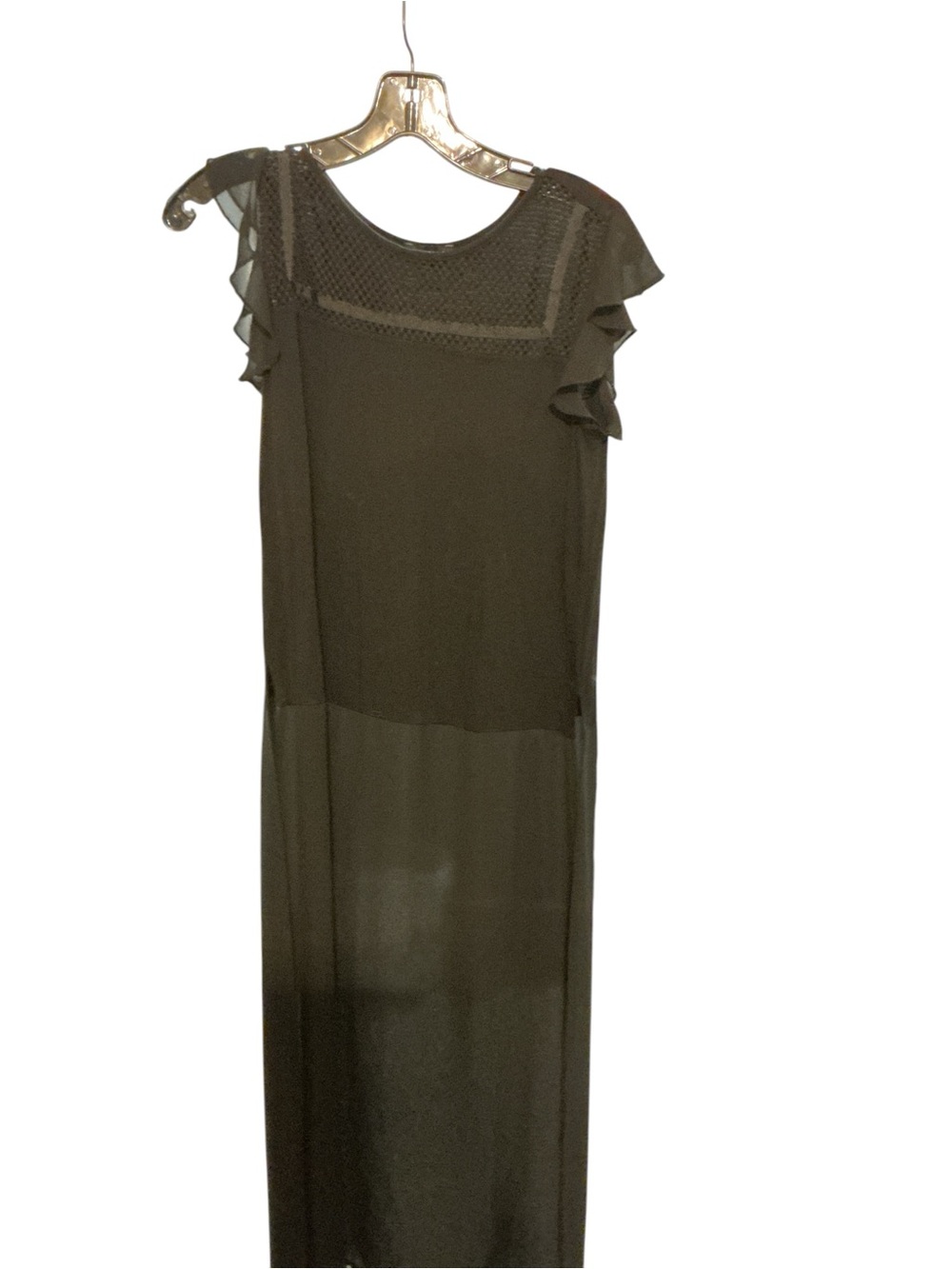 cha cha vente Olive Green Ruffle Sleeve Maxi Dress